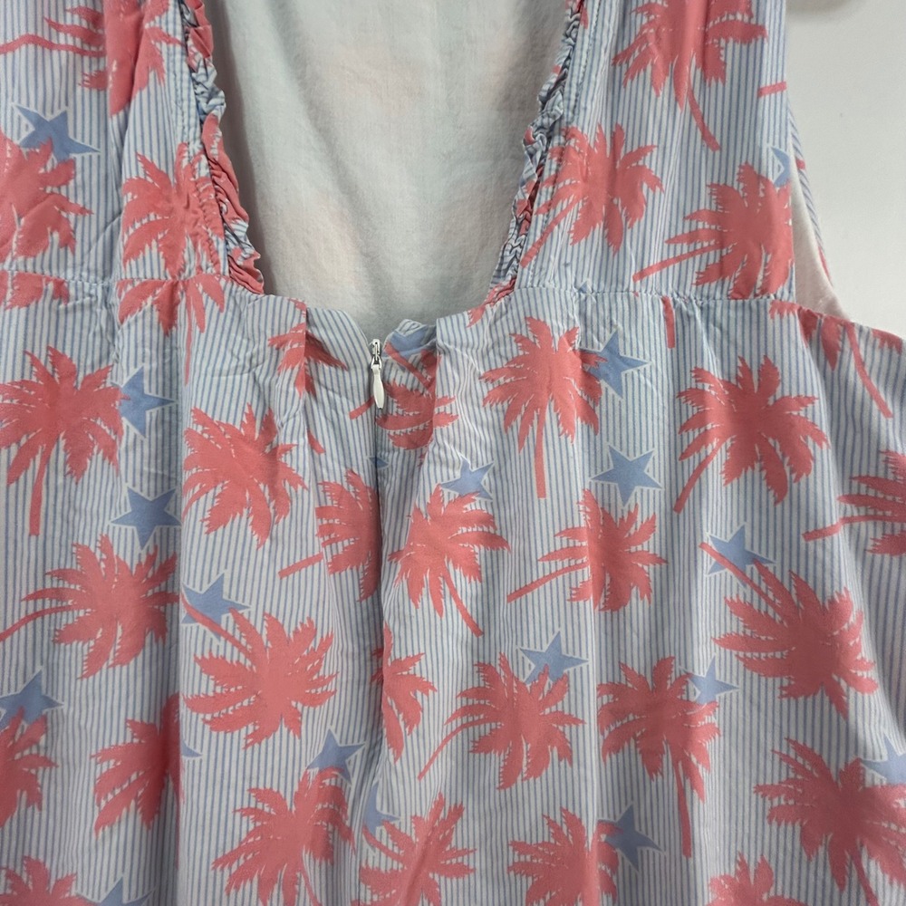 Crown & Ivy Pink Palm Tree Star Pinstripe Sleeveless Shift Dress Womens 16 - Picture 3 of 10